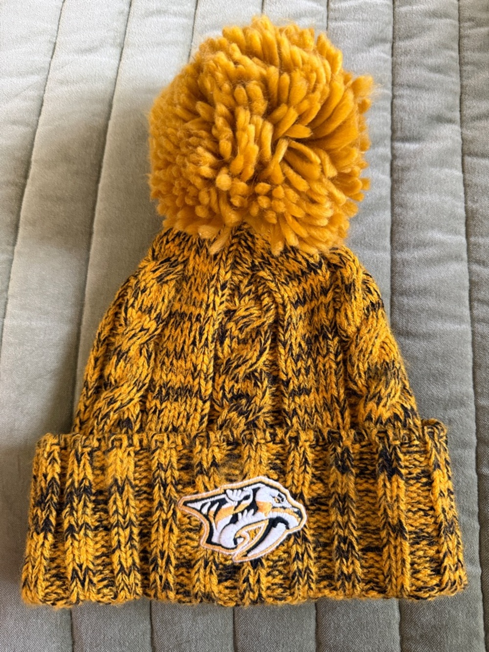 Nashville Predators Pom Knit Beanie - Gold/Black